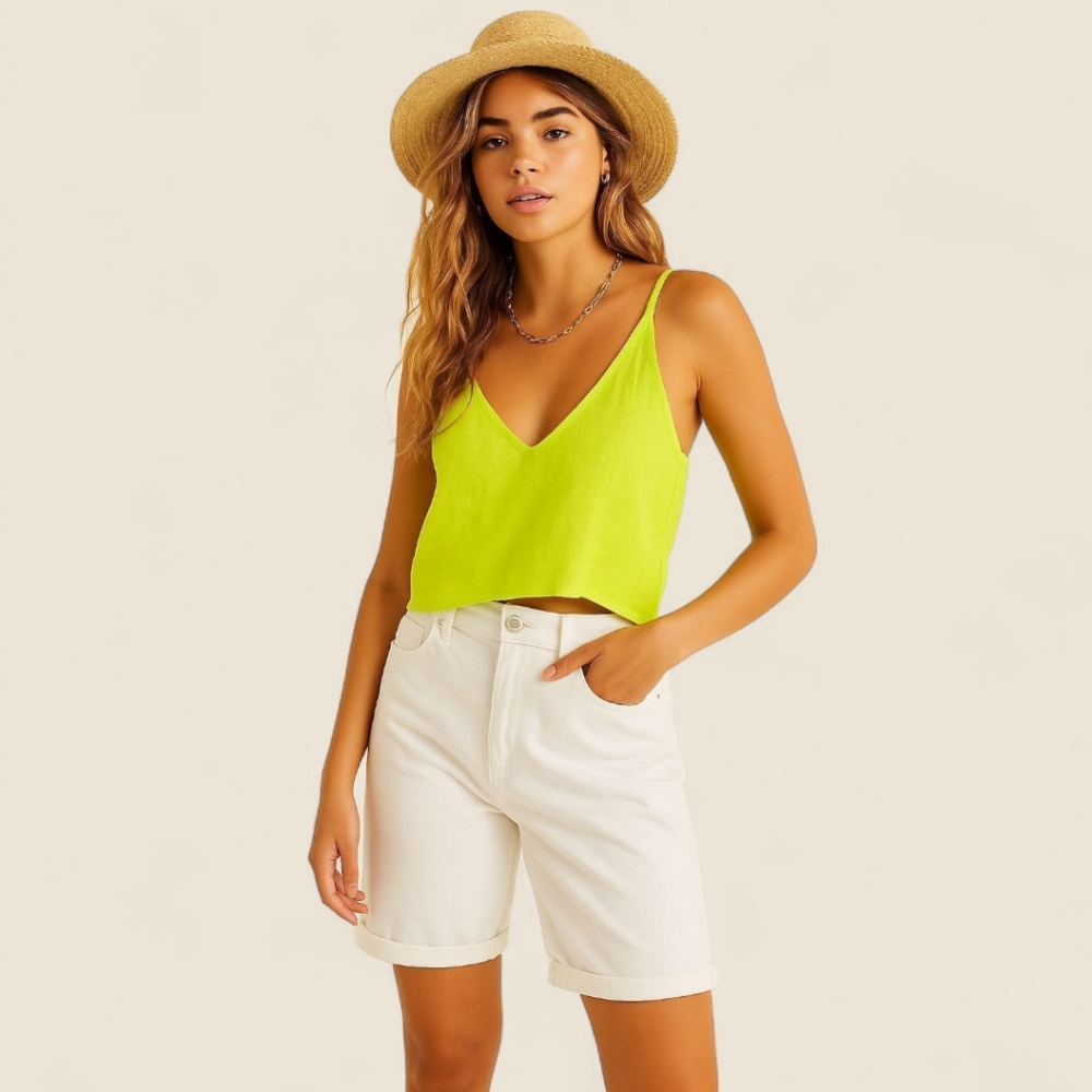 We The Free White Bermuda Denim Short 29 | Laidback Free People Style Button Fly